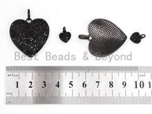 Load image into Gallery viewer, Black CZ Pave On Black Micro Pave Heart Charm, 30mm/10mm, Sku#F366
