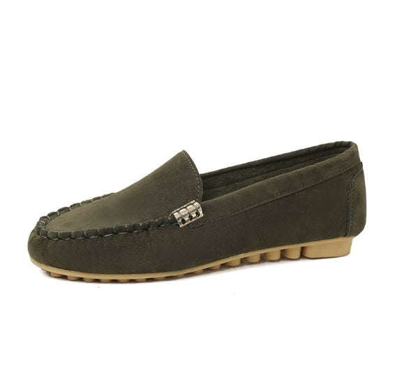 Women's Round-Toe Slip-On Flats | PU Leather Casual Pea Shoes
