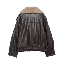 Load image into Gallery viewer, Women's Stylish And Elegant Faux Fur-Decorated Leather Jacket