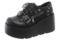Load image into Gallery viewer, Women's Chunky Round-Toe Dr Martens Style Platform Boots | Side Zipper Wedge Heel