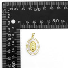Load image into Gallery viewer, Clear CZ Gold Oval Pearl Virgin Mary Shape Charm, Sku#LX241