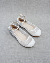 Load image into Gallery viewer, White New Lace Ballet Flats with Ankle Strap