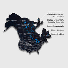Load image into Gallery viewer, 2D Wooden World Map Midnight