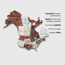Load image into Gallery viewer, 2D Wooden World Map Cappuccino