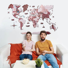 Load image into Gallery viewer, 2D Wooden World Map Cappuccino
