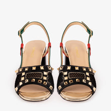 Load image into Gallery viewer, The Linea Black Leather Women Slingback Sandal
