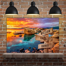 Load image into Gallery viewer, Sunset Beach Skies Family Names Sign