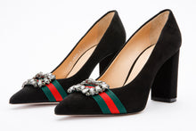 Load image into Gallery viewer, The Afega Black Suede Leather Block Heel Pump Women Shoe