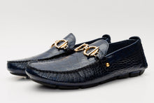 Load image into Gallery viewer, The Pisa Navy Blue Leather Bit Drive Loafer Men Shoe