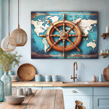 Load image into Gallery viewer, Sailboat Ship Wheel Coastal Wall Art