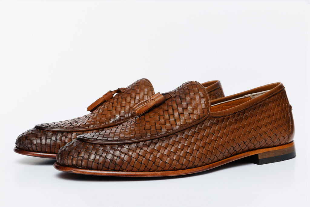 The Mclean Shoe Tan Woven Tassel Loafer Men  Shoe