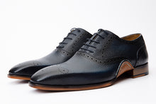 Load image into Gallery viewer, The Draco Handmade Navy Blue Semi Brogue Oxford Men Shoe