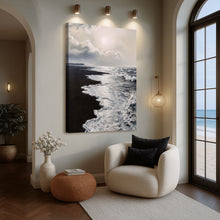 Load image into Gallery viewer, Black &amp; White Waves Abstract  Wall Art