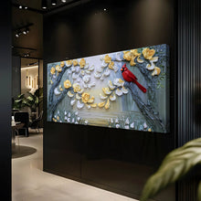 Load image into Gallery viewer, Golden Petals and Scarlet Wings Wall Art