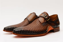 Load image into Gallery viewer, The Rolls  Woven Tan Leather Single Monk Strap  Handmade Men Shoe
