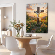 Load image into Gallery viewer, Cross and Flowers Faith Wall Art