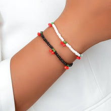 Load image into Gallery viewer, Boho 2 pcs Stackable White Black Seed Beads Stretch Elastic Red Cherry Bracelets