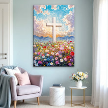 Load image into Gallery viewer, Cross Floral Field Faith Wall Art II