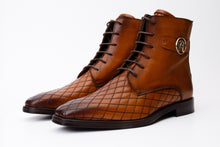 Load image into Gallery viewer, The Zeus Brown Leather Lace-Up Men Boot with a Zipper