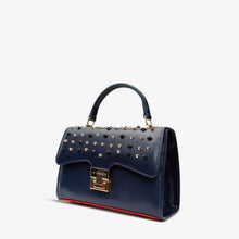 Load image into Gallery viewer, The Infanta Navy Blue Spike Leather Handbag