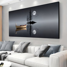 Load image into Gallery viewer, Modern Minimalist Night Lake Wall Art