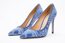 Load image into Gallery viewer, The Nampula Sax Blue Glitter Leather Pump Women Shoe