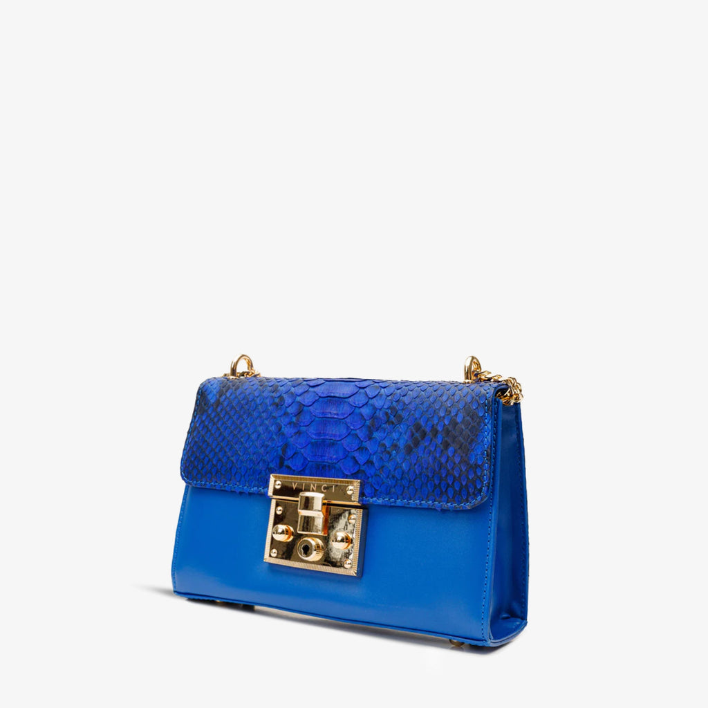 The Toskana Sax Blue Pythn Leather Handbag