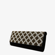 Load image into Gallery viewer, The Nampula Black Glitter Suede Leather Clutch