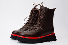 Load image into Gallery viewer, The Yildiz Brown Leather Lace-Up Ankle Women  Boot With a Side Zipper