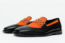 Load image into Gallery viewer, The Gemena Black &amp; Orange Leather Bit Dress Loafer Men Shoe  Final Sale!