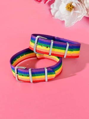 2pcs Valentine's Gift Rainbow Belt Bracelets Matching Couple Best Friend Jewelry