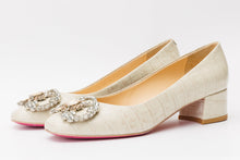 Load image into Gallery viewer, The Foggia Cream Leather Block Heel Pump Women Shoe
