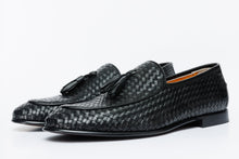 Load image into Gallery viewer, The Mclean Shoe Black Leather Woven Tassel Loafer Men  Shoe