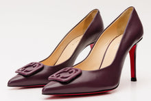 Load image into Gallery viewer, The Maneadero Dark Purple Leather Pump Fuchsia Sole Women Shoe