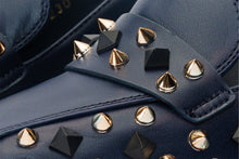 Load image into Gallery viewer, The Infanta Navy Blue Spike Leather Block Heel Pump Women Shoe