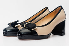 Load image into Gallery viewer, The Fano Beige Leather Cap Toe Block Heel Pump Women Shoe