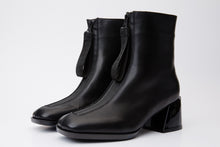 Load image into Gallery viewer, The Tackle Black Leather Block Heel Women Boot