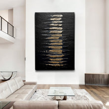 Load image into Gallery viewer, Black And Gold Abstract Minimalist Wall Art