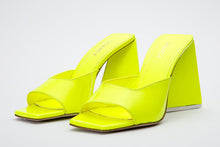 Load image into Gallery viewer, The Butterfly Block Heel Neon Yellow Patent Leather Sandal Final Sale!