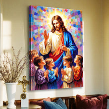 Load image into Gallery viewer, Jesus Praying With Kids Faith Wall Art