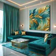 Load image into Gallery viewer, Abstract Gold And Blue Frosty Wall Art