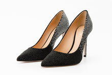 Load image into Gallery viewer, The Bago Black &amp; Silver Glitter Leather Pump Women Shoe