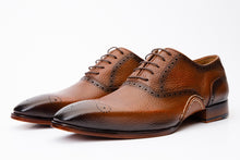 Load image into Gallery viewer, The Draco Handmade Tan Semi Brogue Oxford Men Shoe