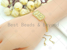 Load image into Gallery viewer, 18k Gold Medallion Rectangle Charms, Gold Bar Connector,  Star Moon Hamsa Eye Boy Girl Medallion Charm,16x32mm, Sku#LK152