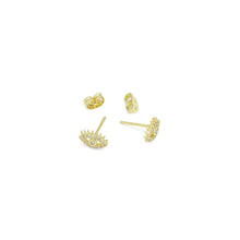 Load image into Gallery viewer, CZ Gold Silver Evil Eye Shape Stud Earrings, Sku#A438