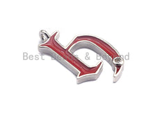 Load image into Gallery viewer, Enamel pave alphabet letter, Alphabet Charms, Initial Alphabet Letters, Custom Naming Pendants, Initial Letter h Pendant, 13x23mm,sku#B120