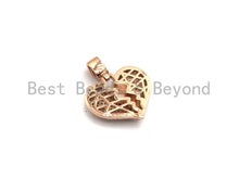 Load image into Gallery viewer, Clear Cz Micro Pave broken Heart Pendant/Charm, CZ Pave Charm in Gold/Rose Gold/Silver Finish, 21x23mm,sku#F648