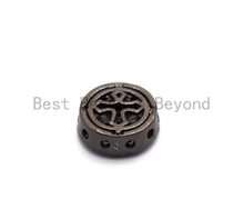 Load image into Gallery viewer, Black CZ Pave Cross Spacer Coin, sku#C99
