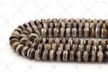 Load image into Gallery viewer, Quality DZI Brown Cream White Agate Beads, Rondelle with One line Tibetan Agate Beads, 8x12mm/12x16mm Agate,15'' Full Strand, SKU#U1181