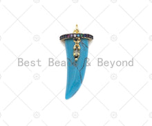 Load image into Gallery viewer, Black White Red Blue Horn Shape Pendant with Gold Finish, Co